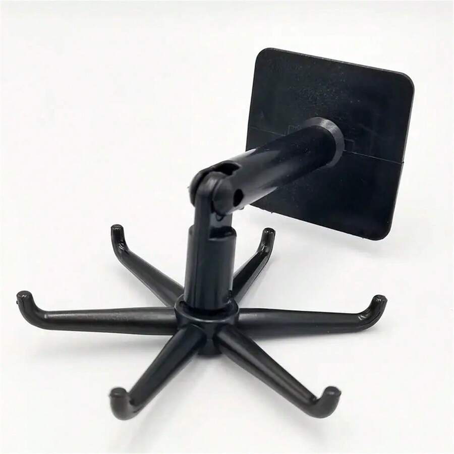 1pc Universal Rotating Hook, Multi-Purpose 360 Degrees Rotatable 6-Claw Rack Organizer, Self Adhesive Bath Towel Rack, Kitchenware Storage Hanger Accessories, Wall Mount Utensils Rack, Home Kitchen Supplies - 1Pc - View 1