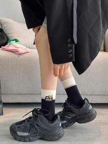 4 đôi tất dài dệt kim thể thao ngoài trời dành cho nữ màu hồng & nhiều màu cho nhiều dịp khác nhau - Nhiều màu - Xem 8