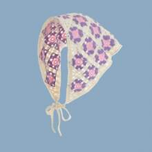 1頂鉤針和刺繡花裝飾,三角形造型青少年女孩頭帶,波西米亞風格度假頭帶 - 淡紫色 - 查看 11