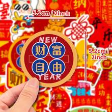 50入組新年防水diy創意涂鴉貼紙,適用於筆電、手機殼、吉他、滑板、水瓶、杠、頭盔、雪板、行李箱、冰箱、門窗及家居塗鴉裝飾貼紙 - 彩色 - 查看 2