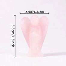 1pc Crystal Material Angel Shaped Carving Decorative Ornament, Ideal For Collecting, Gift, Decorating Living Room, Office - Pink - View 2