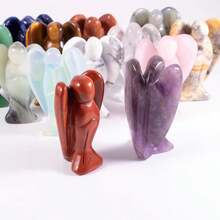 1pc Crystal Material Angel Shaped Carving Decorative Ornament, Ideal For Collecting, Gift, Decorating Living Room, Office - Pink - View 4