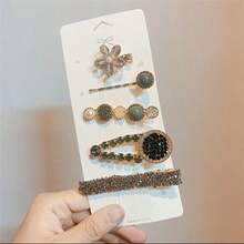 5 件女孩装饰发夹水钻发夹蝴蝶花发夹手工金属发夹闪光水晶发夹珠宝配饰婚礼 - 彩色 - 查看 5