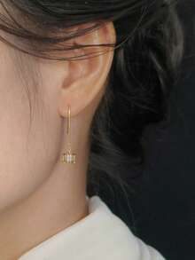 1對方形香檳色水晶耳環,透明而迷人的彩色光芒,浪漫又優雅的女士飾品,獨特的情人節禮物,適合日常佩戴 - 香檳色(小號) - 查看 3