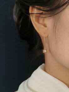 1對方形香檳色水晶耳環,透明而迷人的彩色光芒,浪漫又優雅的女士飾品,獨特的情人節禮物,適合日常佩戴 - 香檳色(小號) - 查看 2