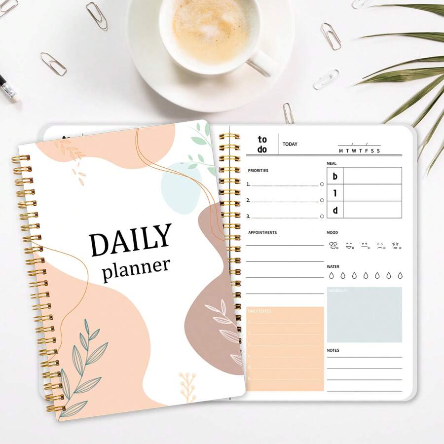 1 PC Daily Week Planner Task List Notebook Management Unfated Schedule Agenda Planner School Planner Work Planner Spiral Planner. - White - View 1