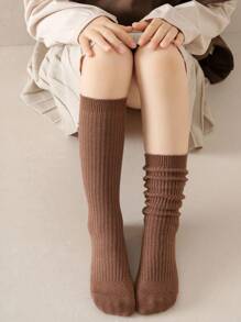 兒童襪子,春秋風格,實心中筒襪子,男女童通用,多彩堆疊襪子 - 彩色 - 查看 5