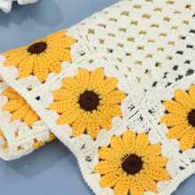 1頂鉤針和刺繡花裝飾,三角形造型青少年女孩頭帶,波西米亞風格度假頭帶 - 淡紫色 - 查看 6