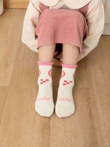 5 Pares/pack Calcetines De Media Pantorrilla De La Serie Candy Flower Para Niñas - Multicolor - Ver 5