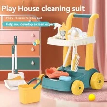8pcs Kids' Cleaning Set Pretend Play Housekeeping Toy For Girls - 8 Piece Set Green - View 2