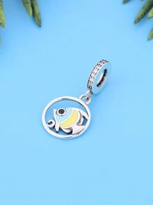 HuooNew 1pc Chic 925 Sterling Silver Fish Shaped Pendant With Beads For Diy And Commemoration, Unisex For Parties And Banquets - Q3500 - View 2