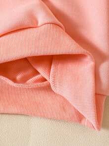 Young Girl 1pc Fashionable Coffee Cat Printed Long Sleeve Sweatshirt, Spring/Autumn/Winter - Pink - View 7