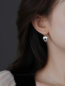 S925純銀復古黑色瑪瑙水滴&愛心耳勾,韓風重工流蘇耳環（女款） - 耳鉤 - 查看 6