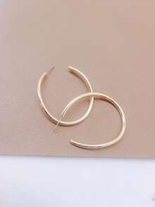 1副新款誇張的歐美風圓形耳環,時尚簡約的耳飾耳針 - 金色 - 查看 6