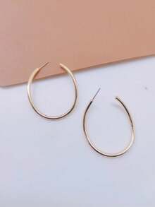 1副新款誇張的歐美風圓形耳環,時尚簡約的耳飾耳針 - 金色 - 查看 3