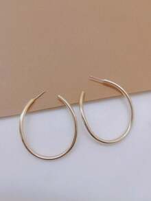 1副新款誇張的歐美風圓形耳環,時尚簡約的耳飾耳針 - 金色 - 查看 1