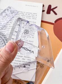 MOKA 4pcs/Set Student Stationery Set With Soft 20cm Ruler, Triangular Ruler, Protractor And Pencil Sharpener,Rulers - Multicolor - View 8