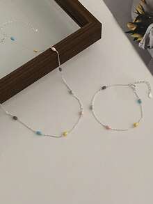 S925銀色彩繪珠鏈手鍊女性專用,新款高端甜蜜女友禮物 - 手鍊 - 查看 3