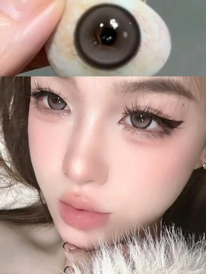 2 piezas/Caja Lentes de contacto de colores desechables anuales de gran diámetro, Plano (0.00) Potencia, Conveniente para viajes, disfraces de Halloween y cosplay