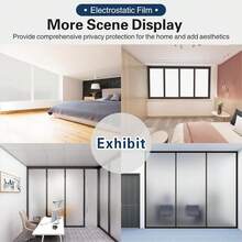 1卷純霧面隱私窗戶膜,控制熱量和減少閃爍多用途窗貼紙,靜電吸附防uv防偷窺和平面電視辦公室浴室遮光可重複使用的玻璃貼紙,可根據需要裁剪 - 白色 - 查看 2