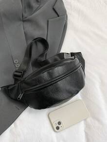 採購商品包括時尚寬頻腰包、多口袋戶外旅行胸包、女士pu斜背包 - 黑色 - 查看 3