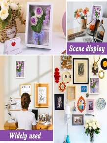 1套紅玫瑰和百合相框掛鉤材料套裝，手工花圈DIY裝飾，配有編織工具 - 彩色 - 查看 5