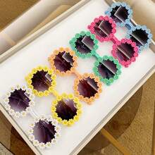 1 件可爱雏菊花形时尚眼镜趣味派对旅行眼镜沙滩配饰女士眼镜太阳镜基础款秋冬女士服装商务休闲礼物适合夏季海滩度假、户外、旅行 - 黃色 - 查看 3