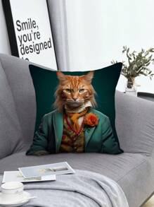 Cat Paw Print Pattern Decorative Throw Pillow Case For Bedroom, Sofa - Multicolor - View 1