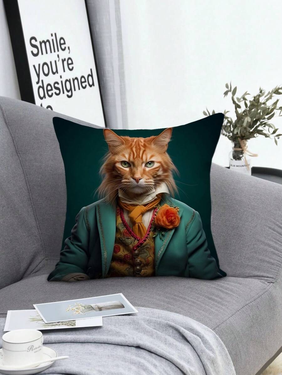 Cat Paw Print Pattern Decorative Throw Pillow Case For Bedroom, Sofa - Multicolor - View 1