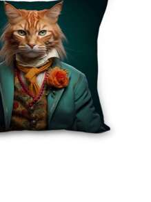 Cat Paw Print Pattern Decorative Throw Pillow Case For Bedroom, Sofa - Multicolor - View 3