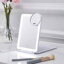 LED Makeup Mirror For Travel,  Lighted Vanity Mirrors With Dimmable Lighting,Compact, Slim, Rechargeable Lighted Mirror, Folding Makeup Mirror For Beauty (Pink) - Pink - View 3