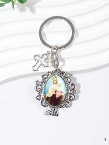 1pc Vintage Holy Family & Tree Of Life Shaped Metal Hanging Tag Keychain, Alloy Cross Pendant For Diy Car Pendant - Zinc Alloy Jewelry Pendant - View 11