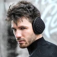 1個耳套，男士寒冬保暖耳套，非常厚實可保護耳朵，適用於戶外滑雪，PU皮革袋邊可摺疊。 - 彩色 - 查看 2