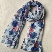 1pc Flora Printed Bali Scarf With Flower Pattern Elegant Shawl Winter Fall Valentine's Day Valentines - Multicolor - View 2