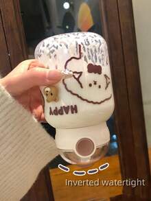 1pc Cartoon Bear Printed Portable Water Bottle, 600ml - Multicolor - View 2