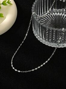 1條優雅時尚的極簡金屬頸鏈,為女士打造,非常適合當約會禮物 - 銀色 - 查看 5
