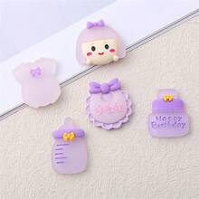 10pcs Cartoon Purple Princess Cake Bottle Shaped Resin Cabochons For Diy Hair Accessories Or Jewelry Making - Little Princess Series - View 1