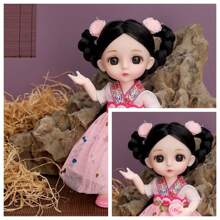 1pc 16cm Exquisite Doll, Decorative Gift, Movable Realistic Joint Puzzle Toy Doll Set, Chinese Style Doll, Cute Doll With Clothes And Shoes, New Year Gift, Model Gift, Toy (Some Accessories Sent Randomly), Room Decor - Pink - View 6