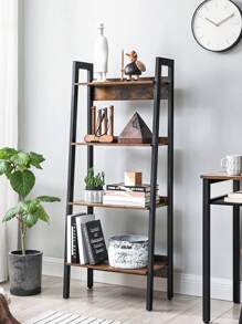 VASAGLE Étagère Échelle à 4 Niveaux, Bibliothèque, Étagère de Rangement, pour Salon, Bureau, Chambre, Cuisine, Cadre en Métal, Facile à Assembler, Style Industriel, Marron Rustique et Noir - Tabac - Voir 2