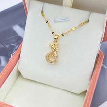 時尚鈦鋼項鍊好運錢包,雙圈,心形,鑰匙,皇冠和鳥吊墜,多功能鎖骨鏈,適用於女士 - 靈動小福袋 - 查看 2