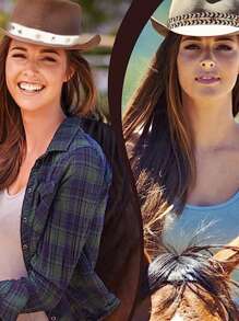 1pc Turquoise Beads Hat Band Cowboy Boho Decor Hat Accessories Hatband Western Hat Belts Tassel Shell Decor Straw Hat Belts Hat Bands For Fedora Halloween - Multicolor - View 6