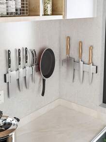 1pc Kitchen Knife Rack Storage Rack (No Need To Punch, Comes With Nail-Free Glue, Distinguish Between Front And Back When Installing, Single-Sided Magnetic) Magnet Stainless Steel 304 Magnetic Wall-Mounted Simple Knife Rack. Storage For Kitchen Knives. Knife Rack Halloween Christmas Kitchen Good Helper Kitchen Knife Storage Accessories