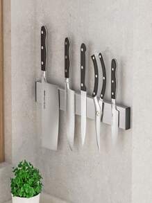 1pc Kitchen Knife Rack Storage Rack (No Need To Punch, Comes With Nail-Free Glue, Distinguish Between Front And Back When Installing, Single-Sided Magnetic) Magnet Stainless Steel 304 Magnetic Wall-Mounted Simple Knife Rack. Storage For Kitchen Knives. Knife Rack Halloween Christmas Kitchen Good Helper Kitchen Knife Storage Accessories