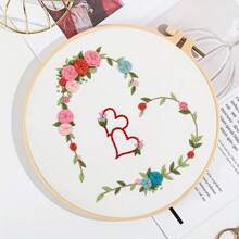 DIY手工刺繡套件-心形設計，附4套材料包，多色可選 - 彩色 - 查看 2