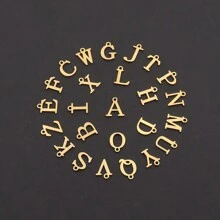 1件时尚不锈钢心形字母串珠手链，情人节送给女性的礼物 - 金黃色 - 查看 4