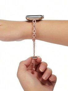 1條可愛的鑽石鑲嵌圓環蘋果手錶錶帶,適用於38/40/41/42/44/45/49毫米蘋果手錶超級版/se/8/7/6/5/4/3/2/1 - 玫瑰金 - 查看 4