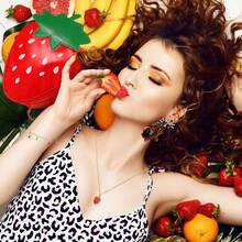 7入組水果珠寶套裝,手拿包鏈條草莓袋可愛吊墜耳環項鍊手鐲,適用於女孩的生日約會毕业典礼婚禮母親節訂婚情人節 - 彩色 - 查看 8