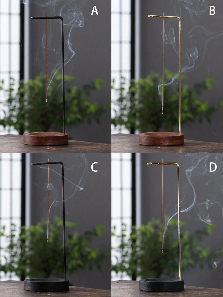 1入組木質香薰架，香薰燃燒器，帶香薰架的灰蕊盤，翻轉香薰架，用於家居裝飾，瑜珈，水療和冥想 - 彩色 - 查看 1