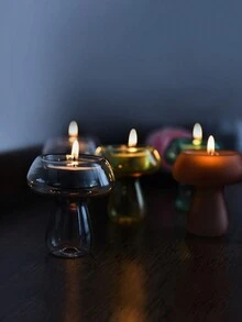 1 Máy Tính Nấm Kính Chân Nến Sáng Tạo Trong Suốt Đế Nến Chân Nến Trang Trí Nhà Phòng Khách Đồ Trang Trí - màu xanh lá - Xem 3