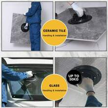 1個20 * 20cm黑色橡膠墊重型真空吸盤,適用於花崗石,瓷磚,玻璃